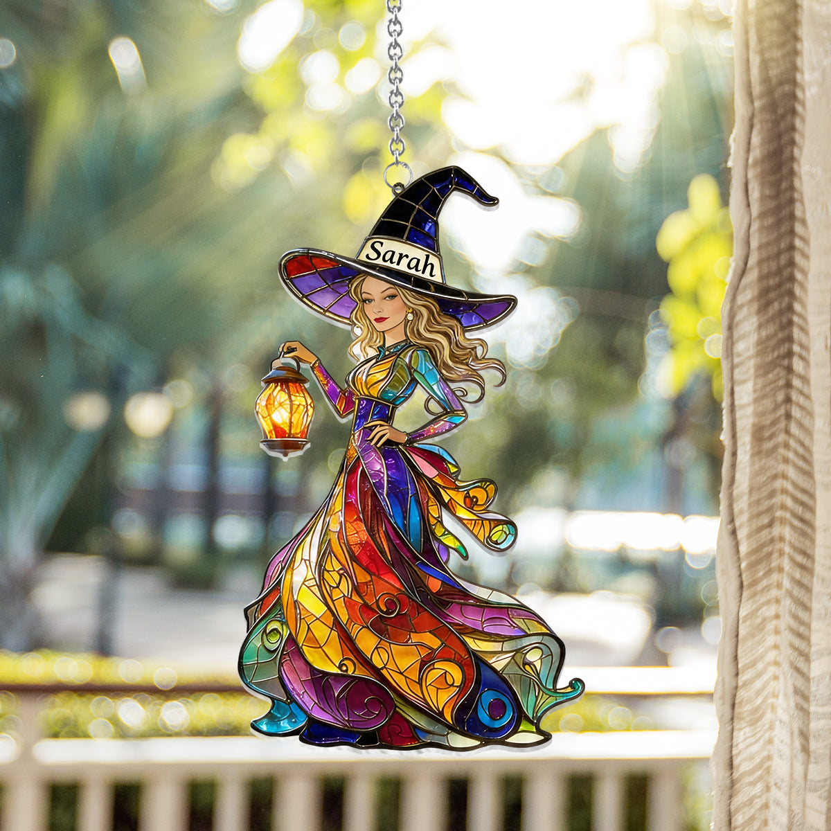 Custom Any Photo - Personalized Witch Window Hanging Suncatcher Ornament