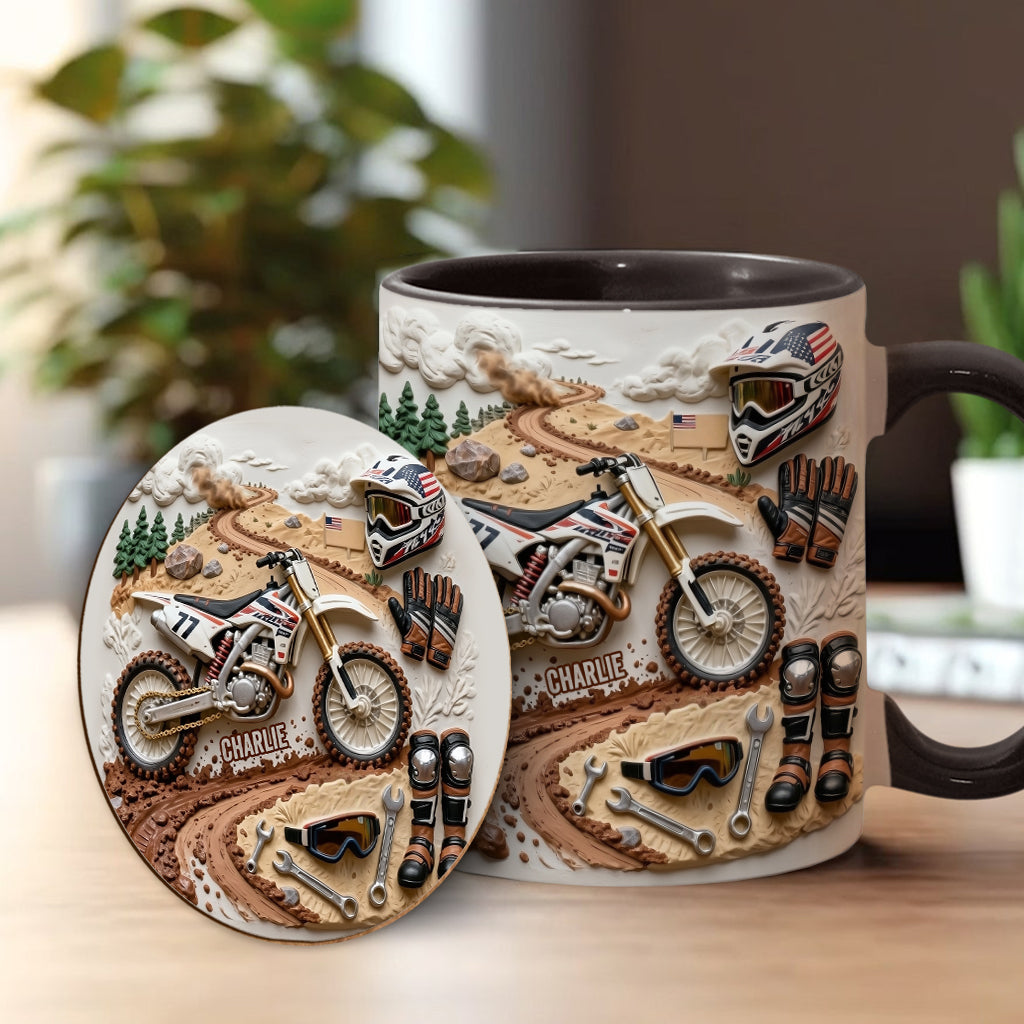 Cool Dirt Bike, Motocross - Personalized Dirt Bike Accent Mug & Coaster