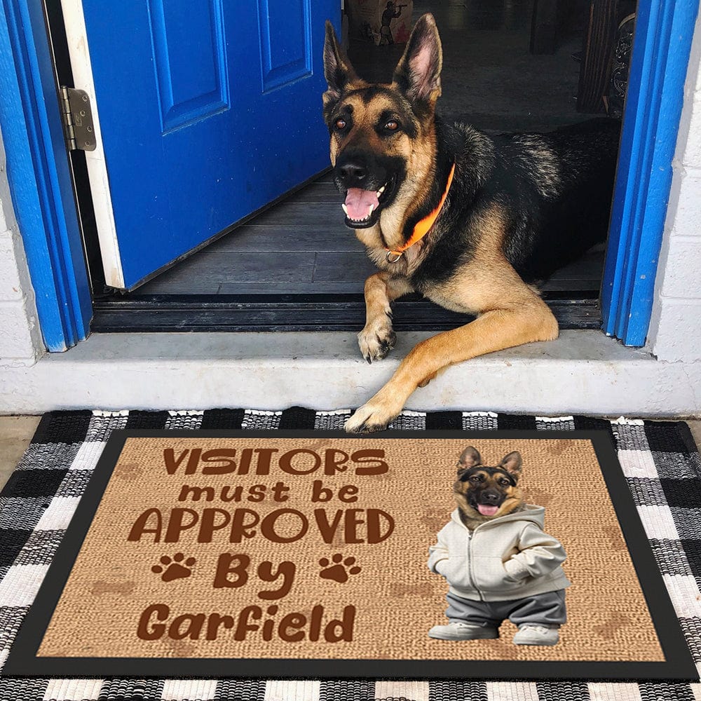 Personalized Dog Doormat – Visitors Must Be Approved By These Pet, Customizable Pet Welcome Mat, Perfect Gift for Dog Lovers, Home Decor for Pet Families