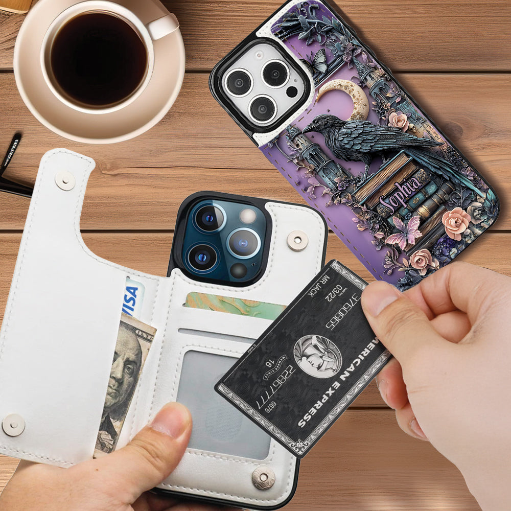 Dark Academia Book Reader - Personalized Book Foldable Wallet Phone Case