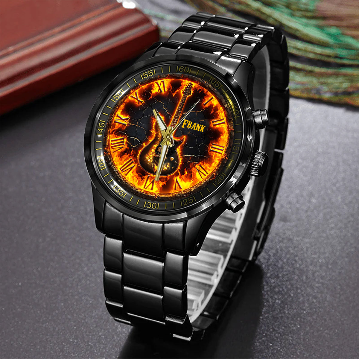 Fire Guitar - Personalized Guitar Hand Watch