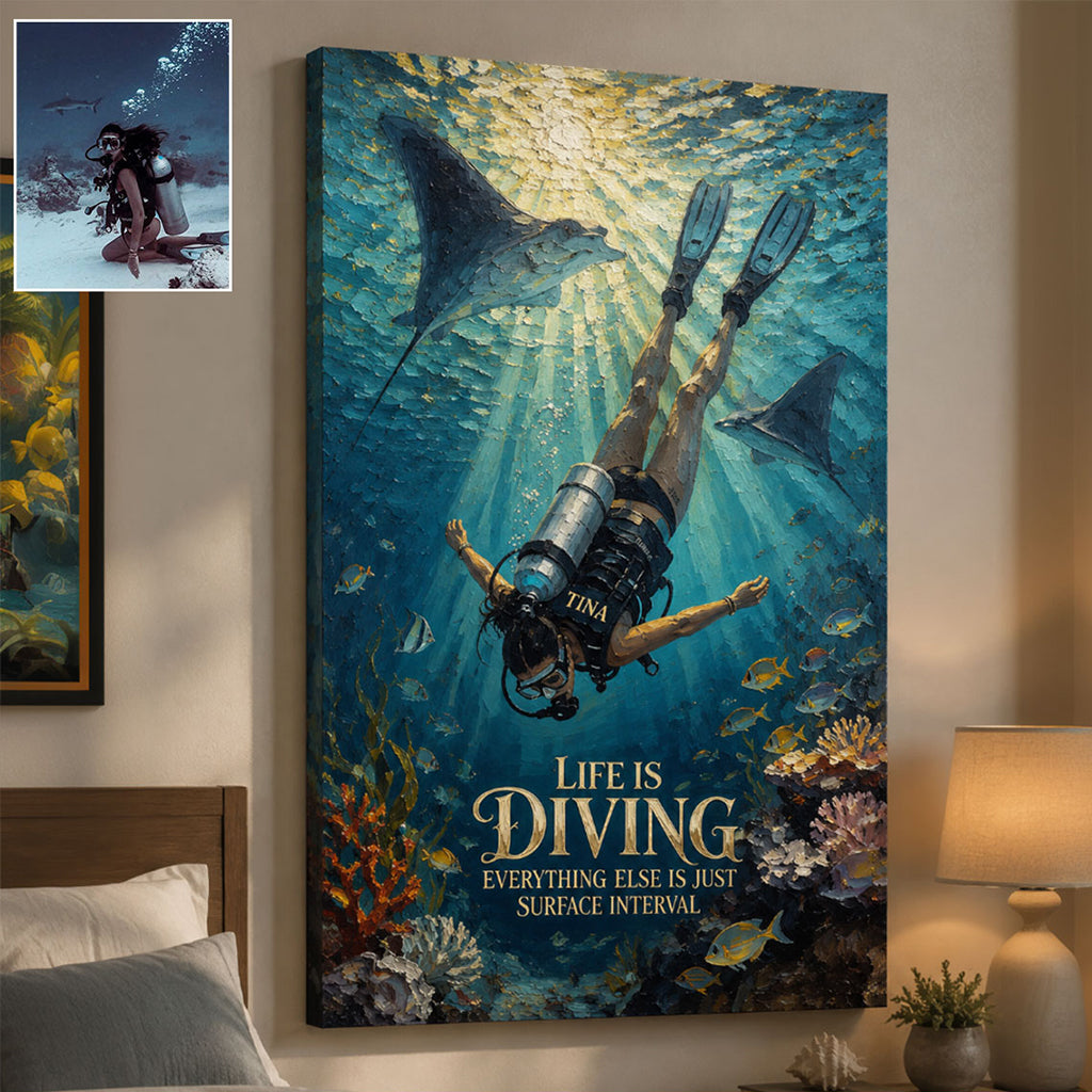 Life Is Diving - Personalized Scuba Diving Canvas And Poster
