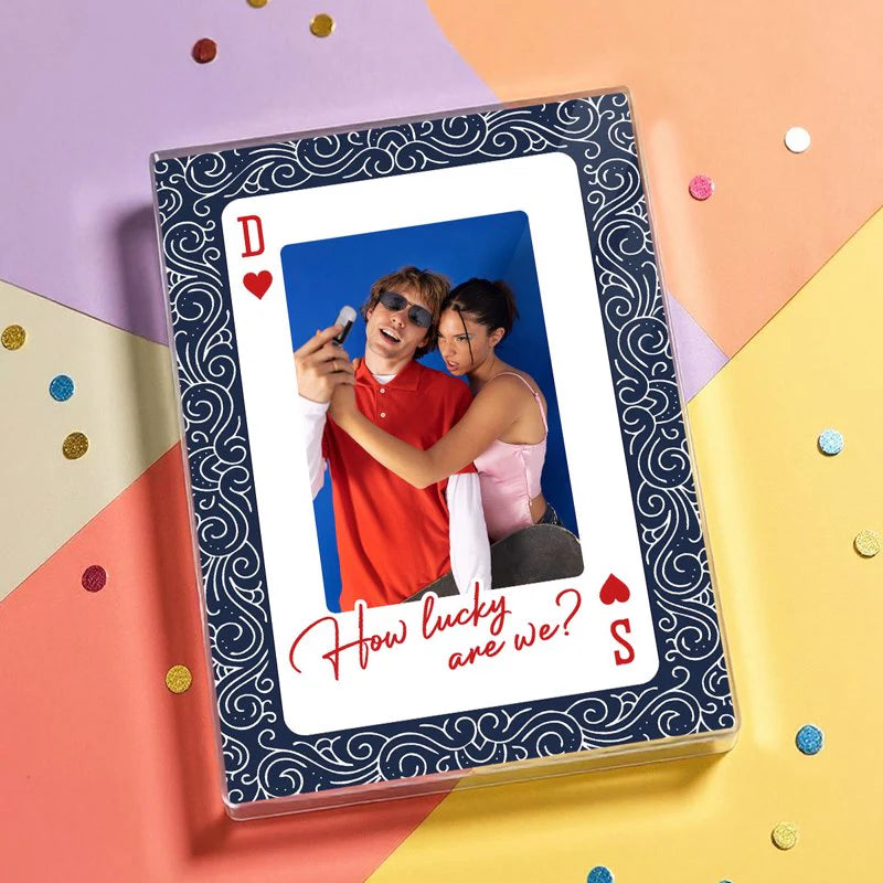 King and Queen How Lucky Are We Rectangle Acrylic Block Plaque Couple Photo Gift for Anniversary Valentine's Day