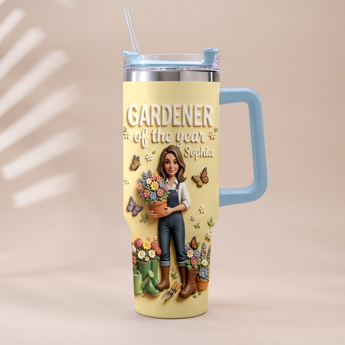Gardener Of The Year - Personalized Gardening Tumbler With Plush Charm