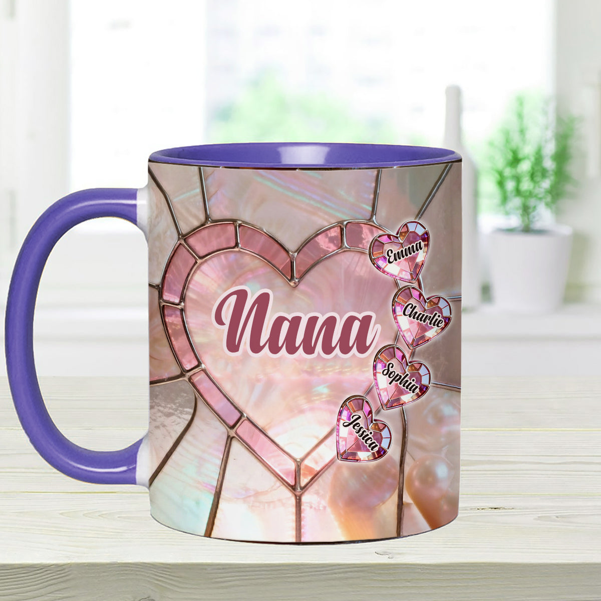 Blessed To Be Called Nana Mama Gigi Grandma - Personalized Grandma Set Accent Mug with Acrylic Stirrers