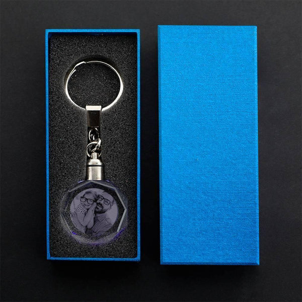 Custom Photo Octagon Crystal Led Light Keychain -  gift for anyone, cat lover, dog lover, who lost a loved one - Personalized Keychain