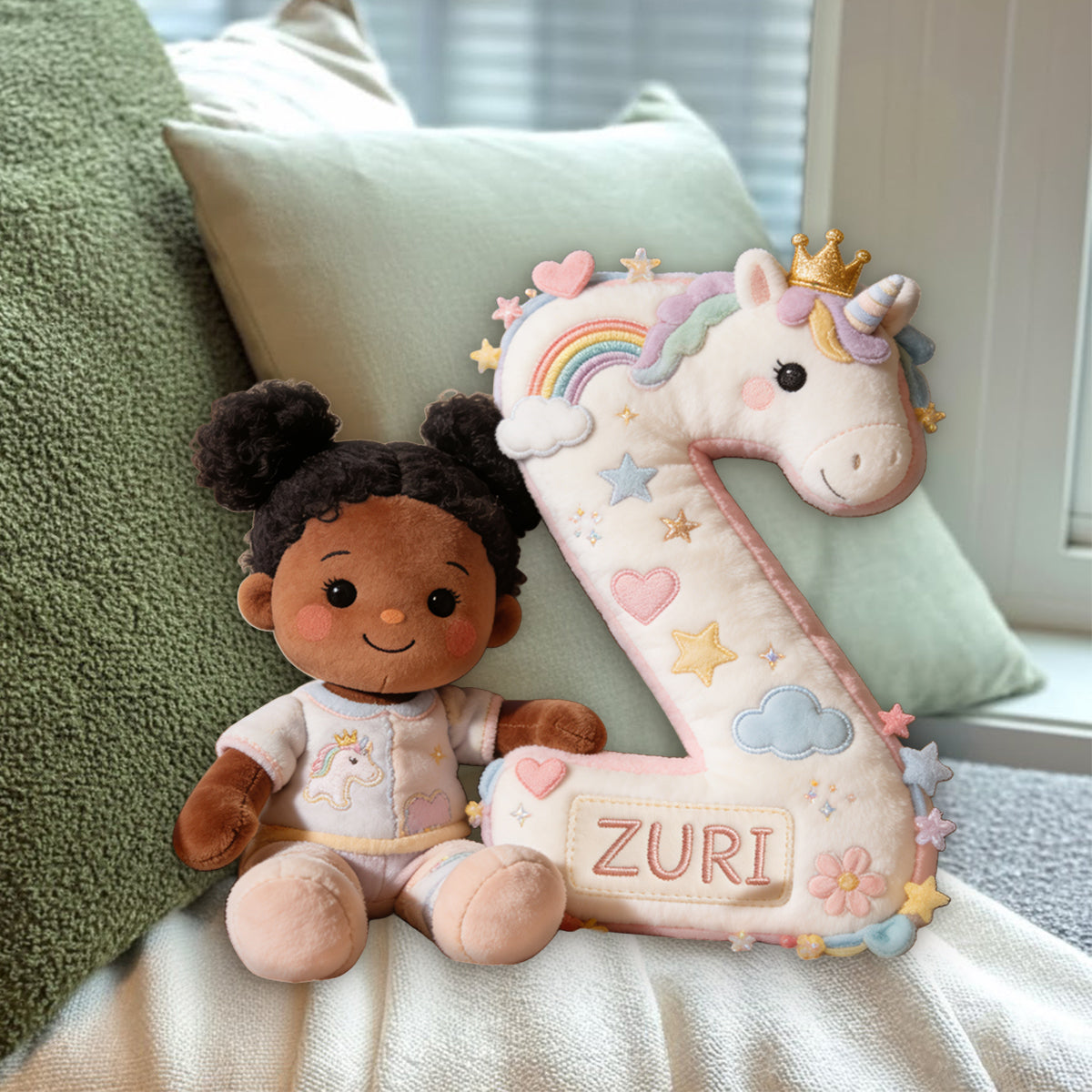 Alphabet Letter & Custom Photo And Theme - Personalized Kid Premium Faux Fur Pillow