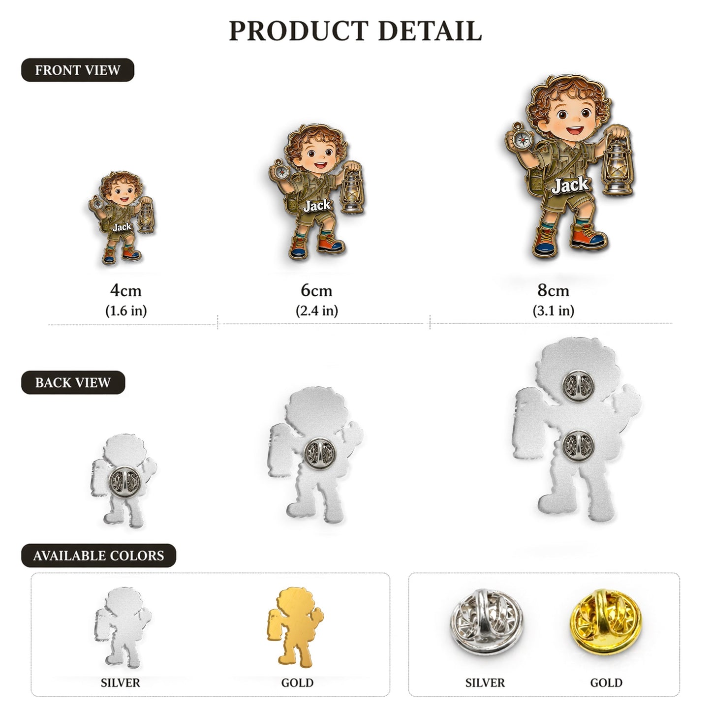 Happy Campers - Personalized Kid 3D Embossed Enamel Pin