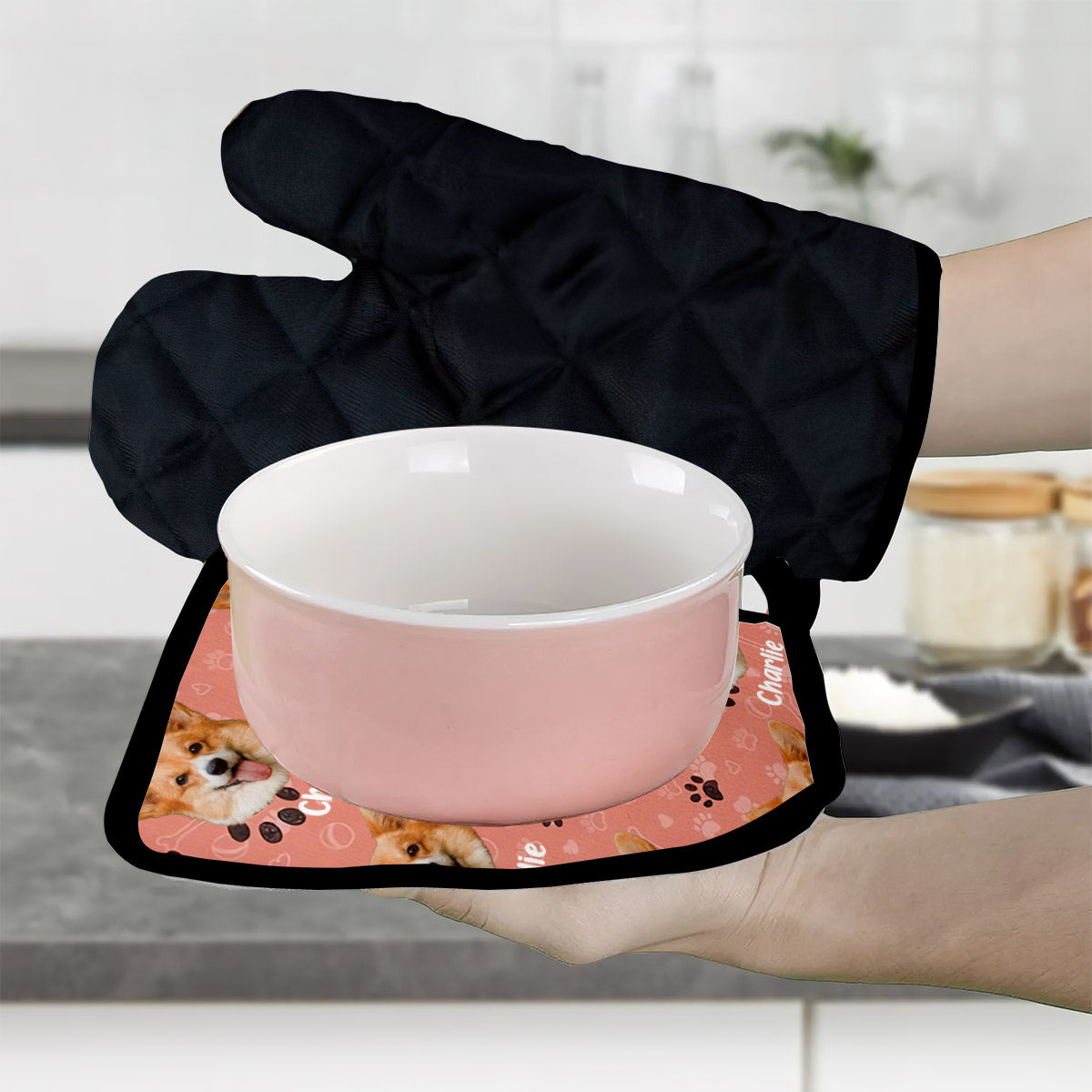 Custom Photo Pet Blanket - Gift for cat lovers - Personalized Oven Mitts & Pot Holder Set