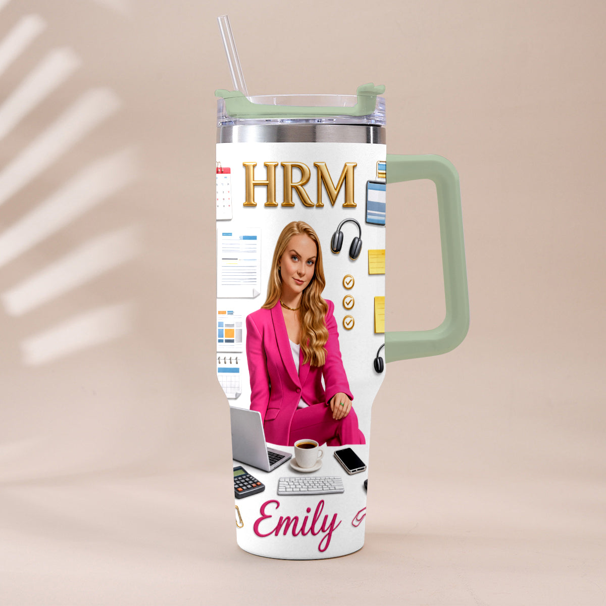 Custom Any Photo Office Staff Gift - Personalized Colleague Tumbler With Plush Charm