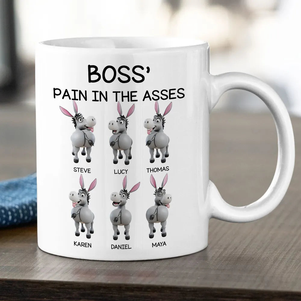 Funny Personalized White Ceramic Mug for Boss – Custom Cartoon Donkey Team, Unique Office Gift for Coworkers, Hilarious Value-Priced Present