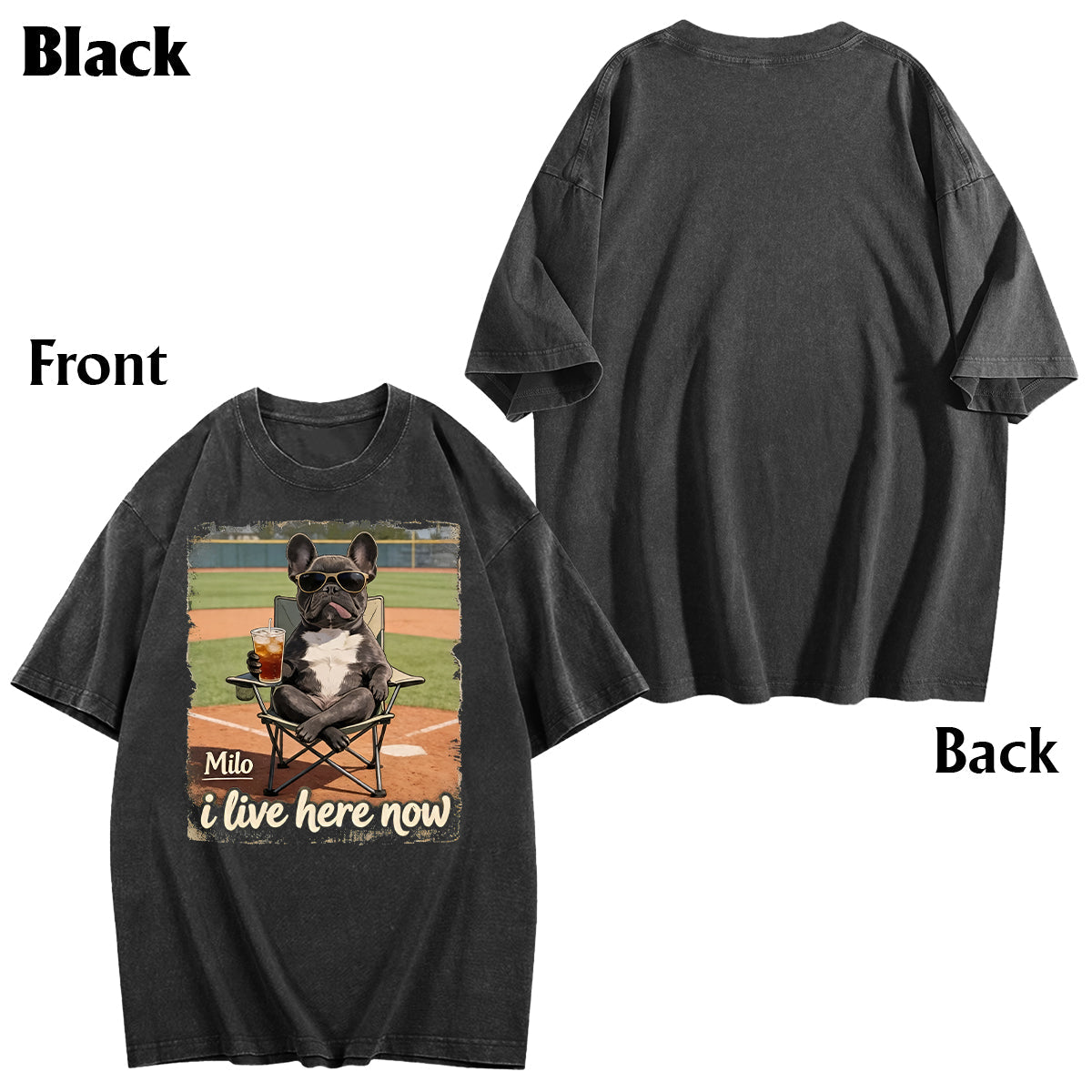 Custom Any Photo I Live Here Now - Personalized Dog Wash T-Shirt