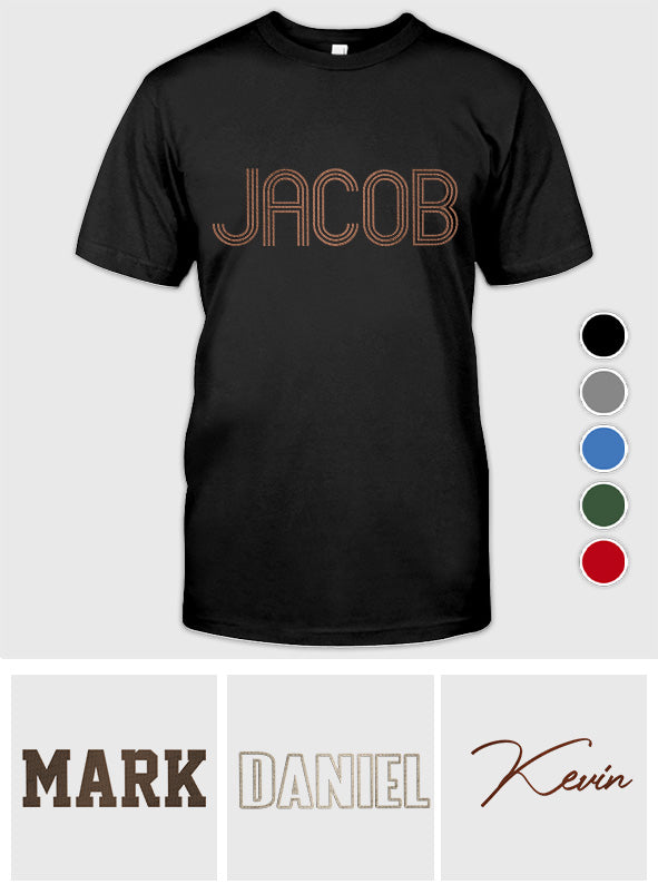 Custom Name - Personalized Step Dad Embroidered T-shirt