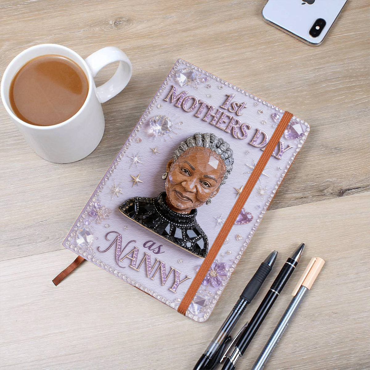 Custom Birthstone Woman Notebook - Personalized Mother Leather Journal