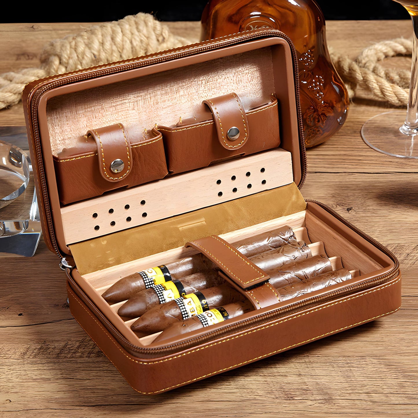 I Am US Veteran - Personalized Veteran Travel Cigar Humidor Case