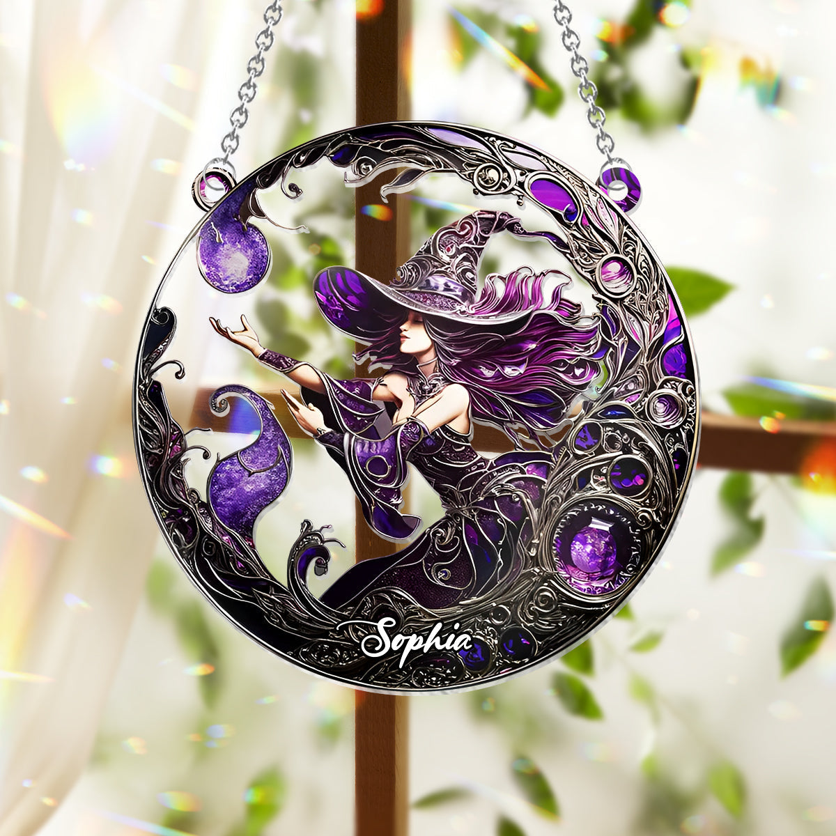 Beautiful Witch - Personalized Witch Window Hanging Suncatcher Ornament