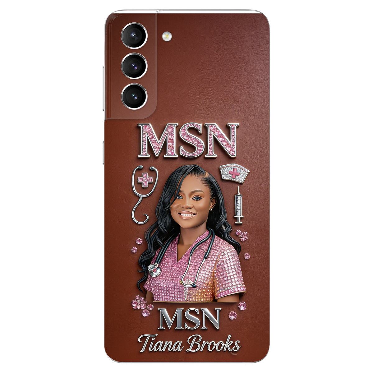 Any Title - Gifts For Nurse, Doctor - Personalized Nurse 3D Embossed Leather Phone Case