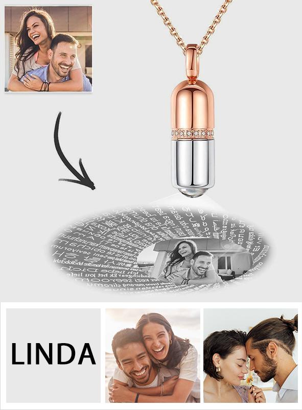I Love You In Every Languages - Personalized Couple 100 Languages Photo Projection Necklace