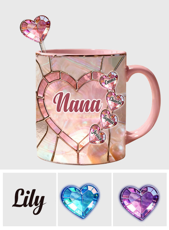 Blessed To Be Called Nana Mama Gigi Grandma - Personalized Grandma Set Accent Mug with Acrylic Stirrers
