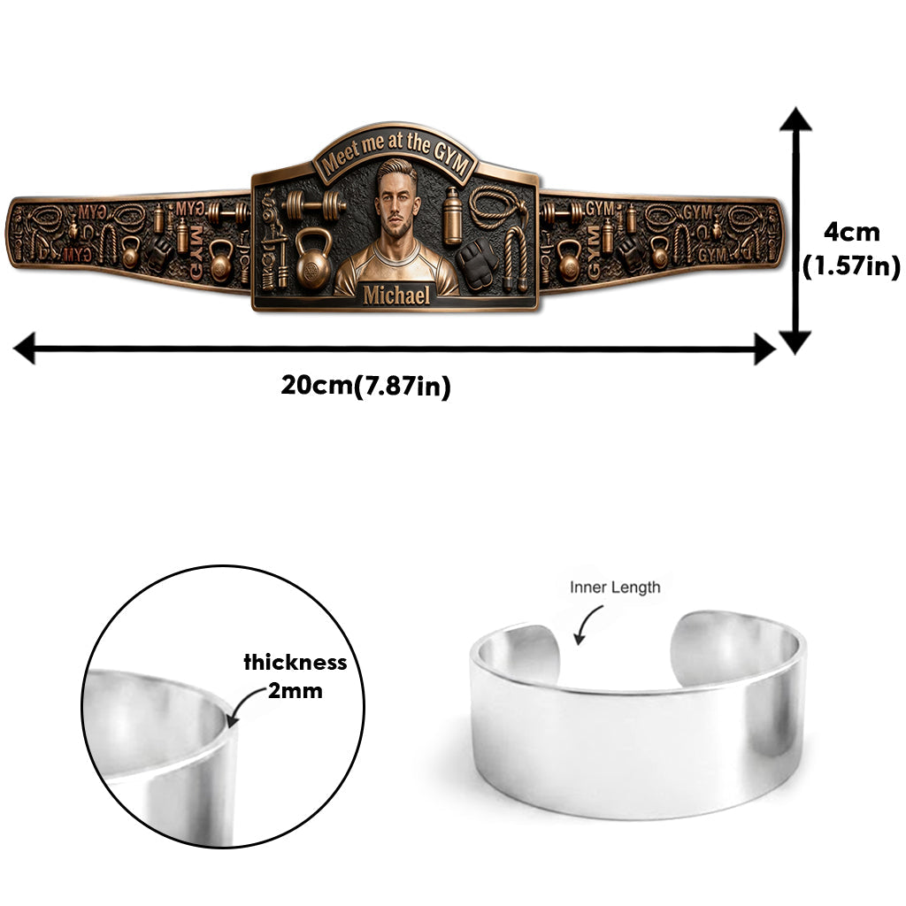 Gym King - Personalized Fitness Shaped Cuff Bracelet