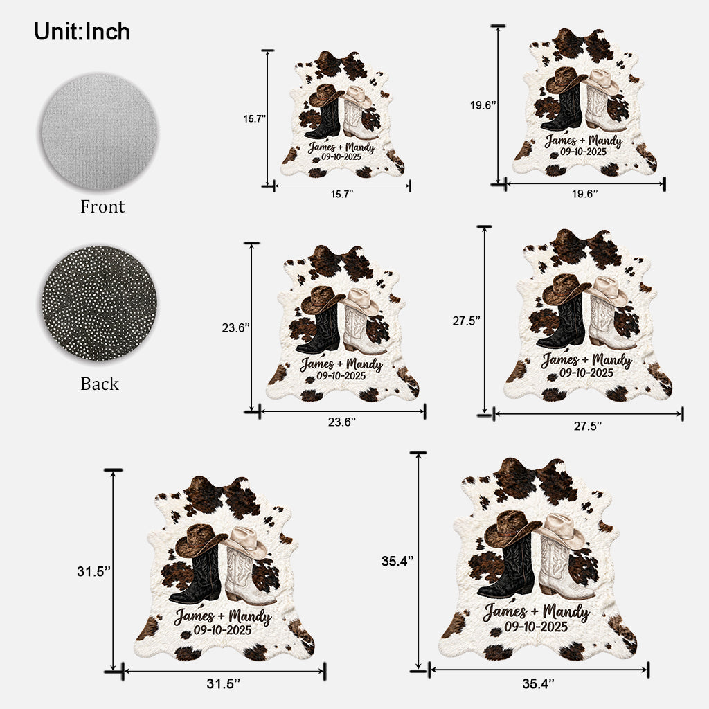 Farm House Decoration, Cowboy & Cowgirl Couple - Personalized Western Outfit Shaped Doormat/ Rug