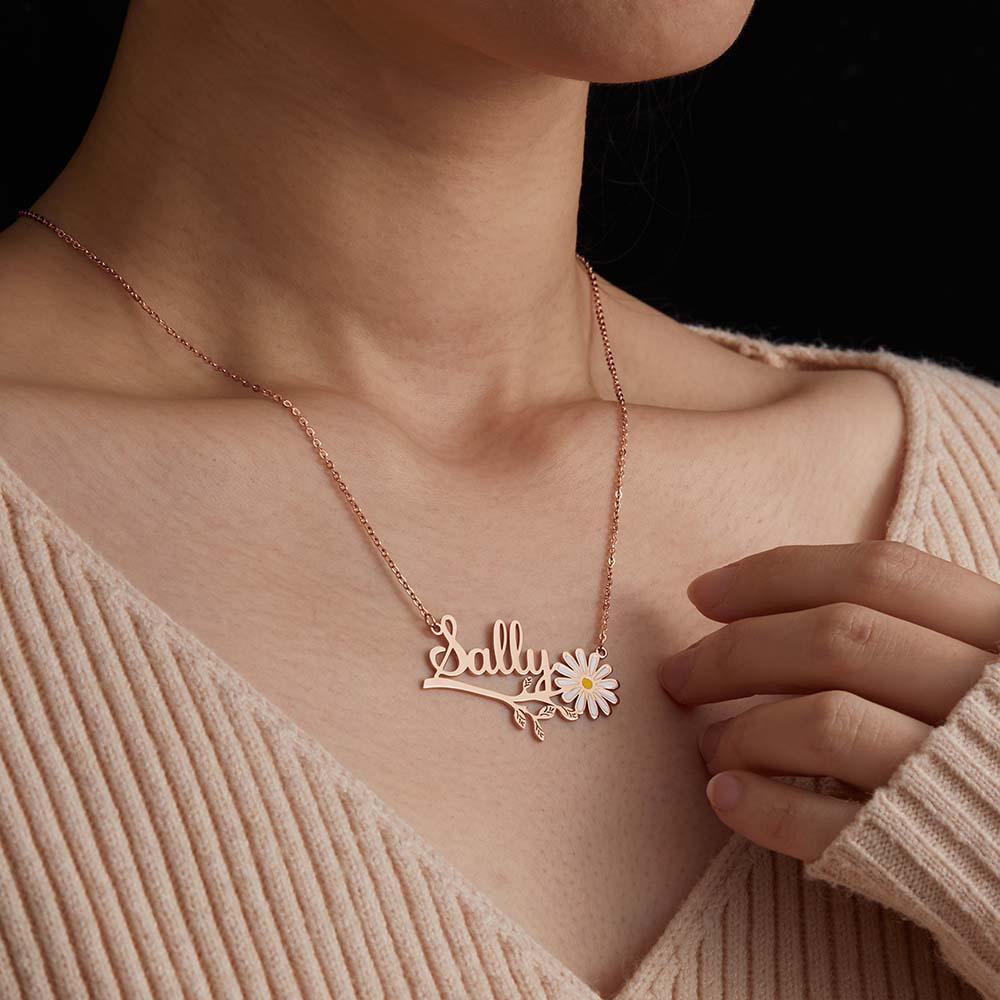 Any Name Daisy Flower - Personalized Daisy Name Necklace