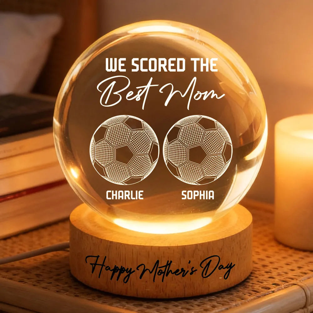 Globe Lamp Soccer Mom Gift with Warm Light and Personalized Look for Desk or Nightstand Unique Creative Gift