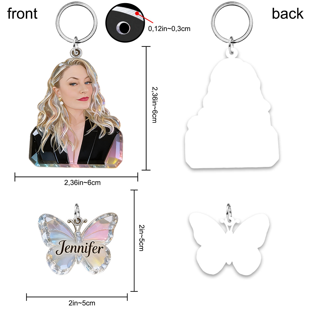 Custom Any Photo Birthmonth Flower - Personalized Self Love Keychain With Charms