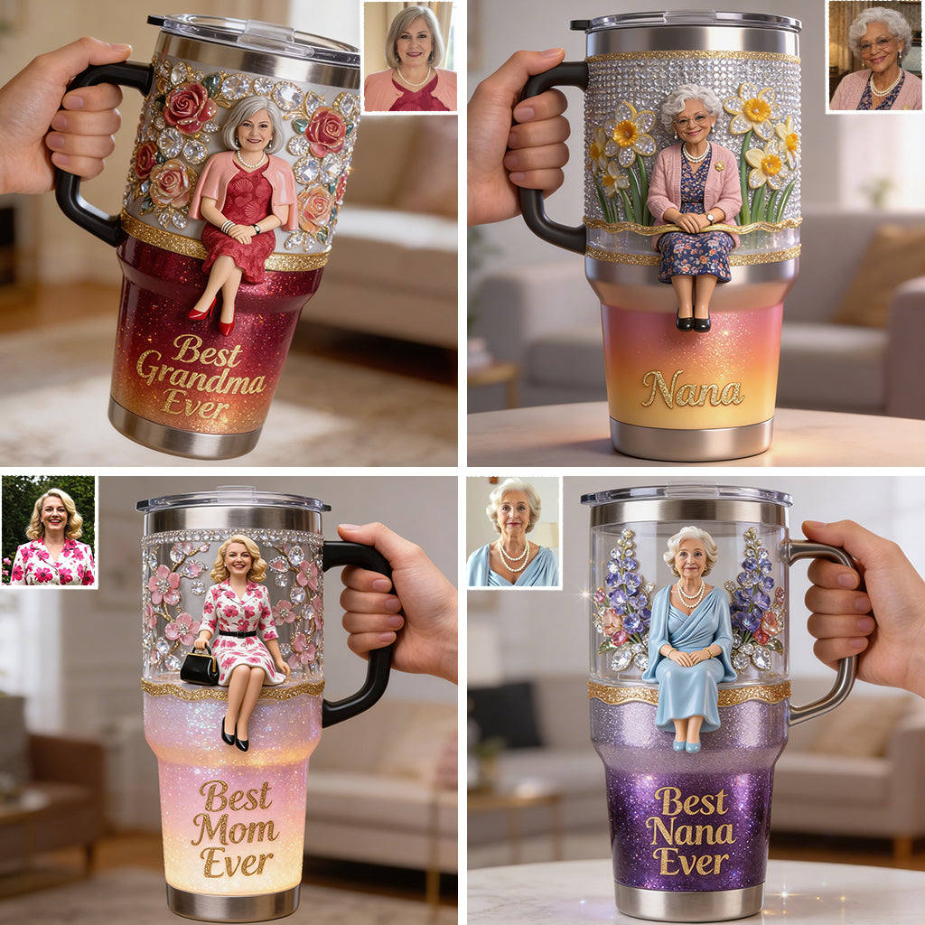 Best Grandma Ever, Perfect For Mom, Nana - Personalized Grandma Tumbler With Handle