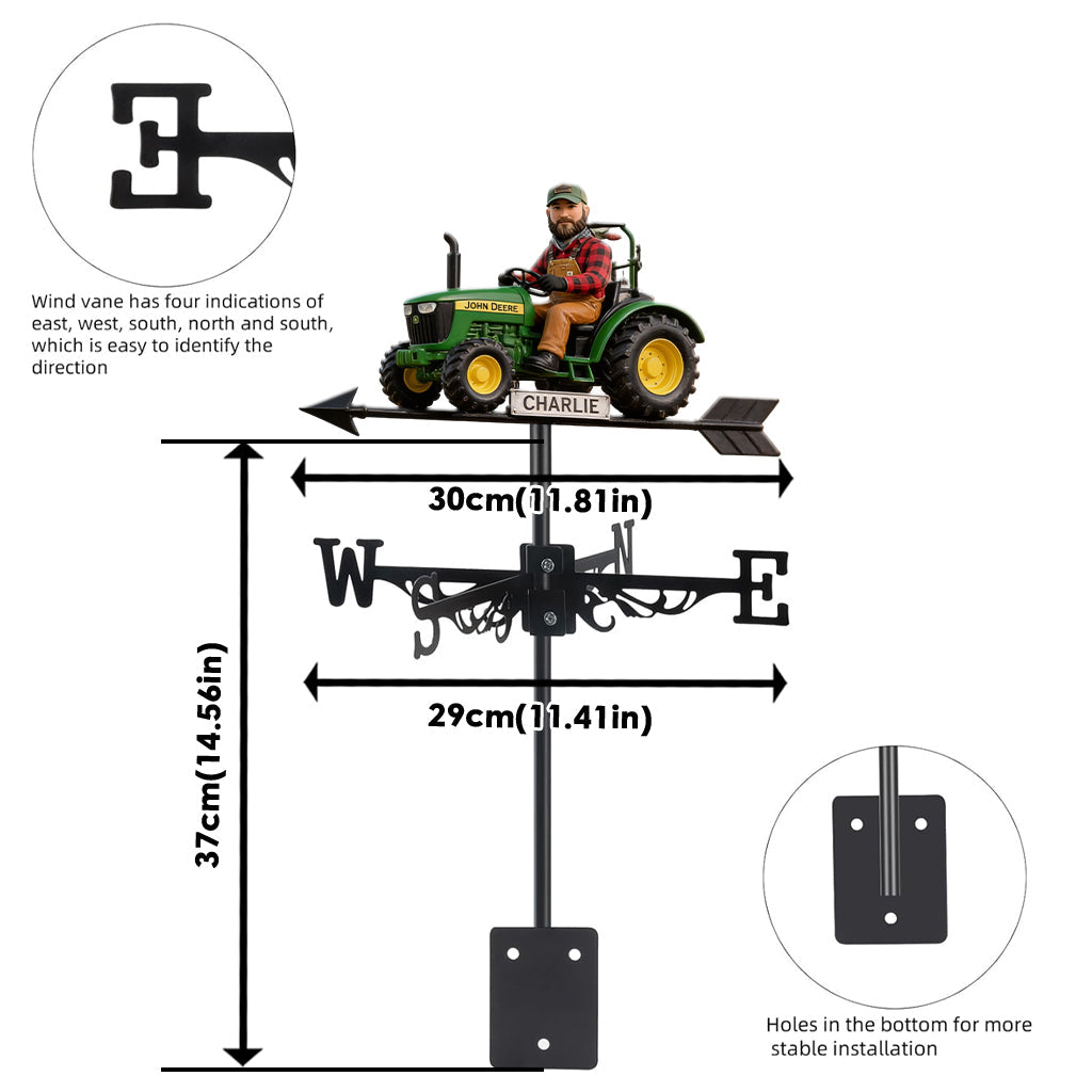 Easily Distracted By Tractors - Personalized Farmer Weather Vane