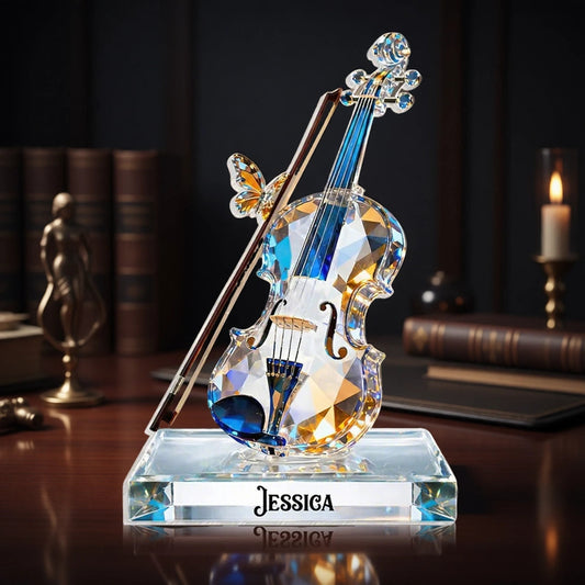Violin Crystal-Style Shaped Acrylic Block Plaque, Personalized Music Memory Home Accent, Thoughtful Gift For Friend Or Musician