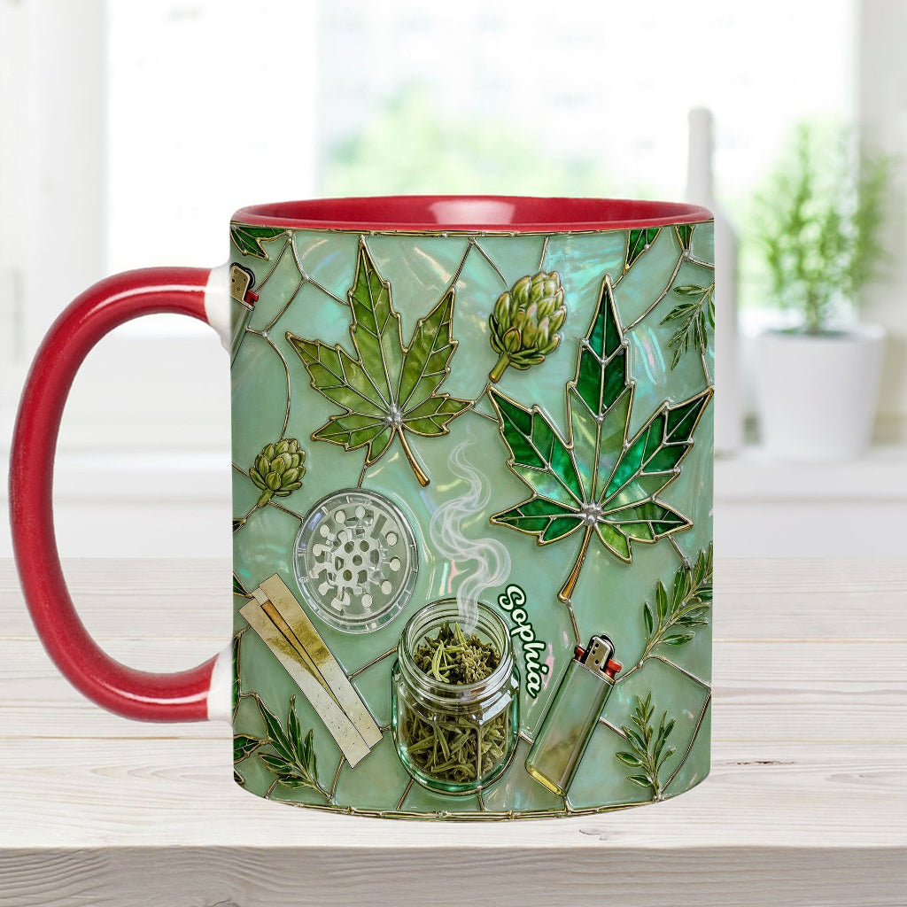 Green Magic Leaf - Personalized Weed Accent Mug & Coaster
