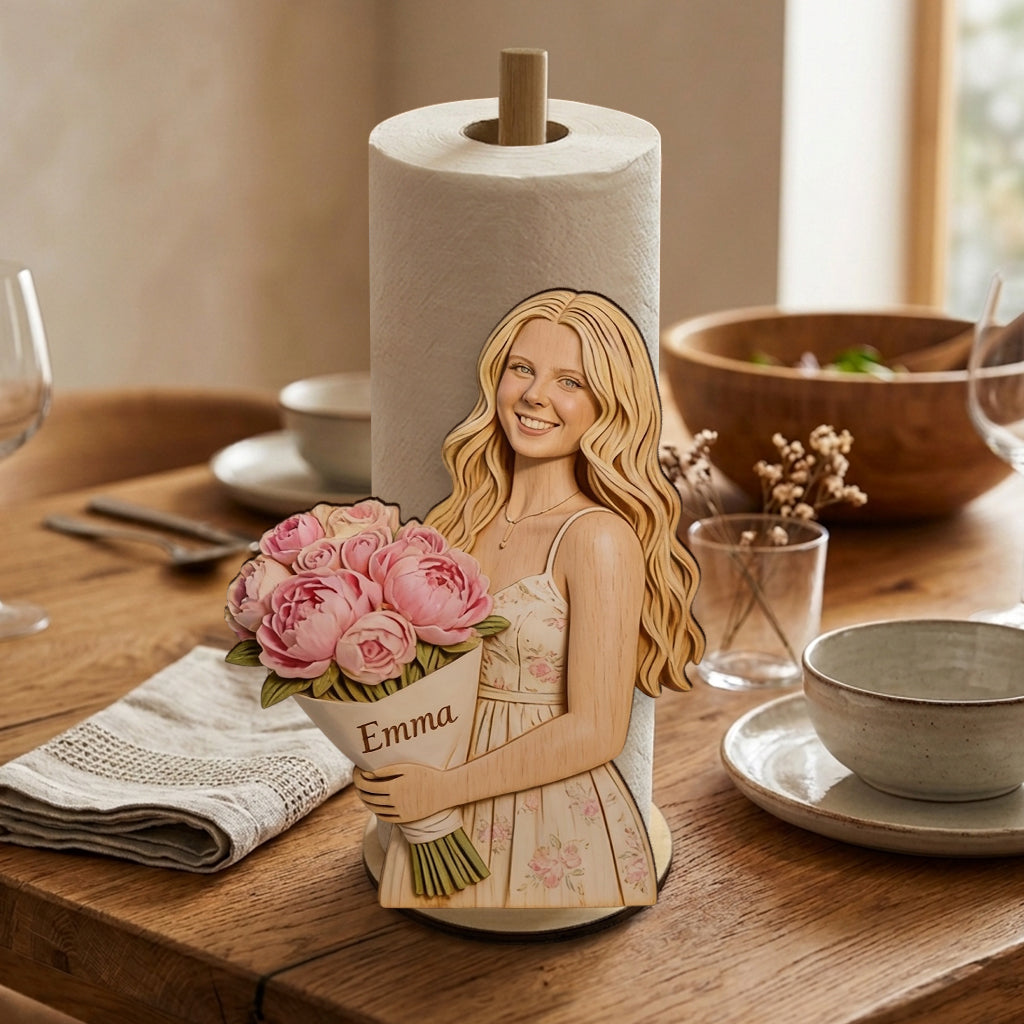 Custom Any Photo, Any Flower - Personalized Self Love Paper Towel Stand