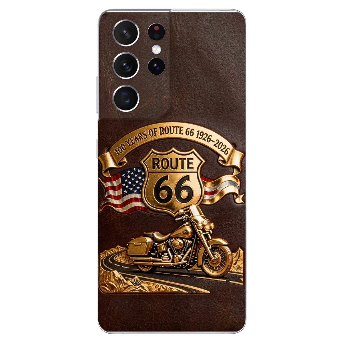 100 Years Of Route Personalized Gifts For Bikers - Personalized Biker 3D Embossed Leather Phone Case
