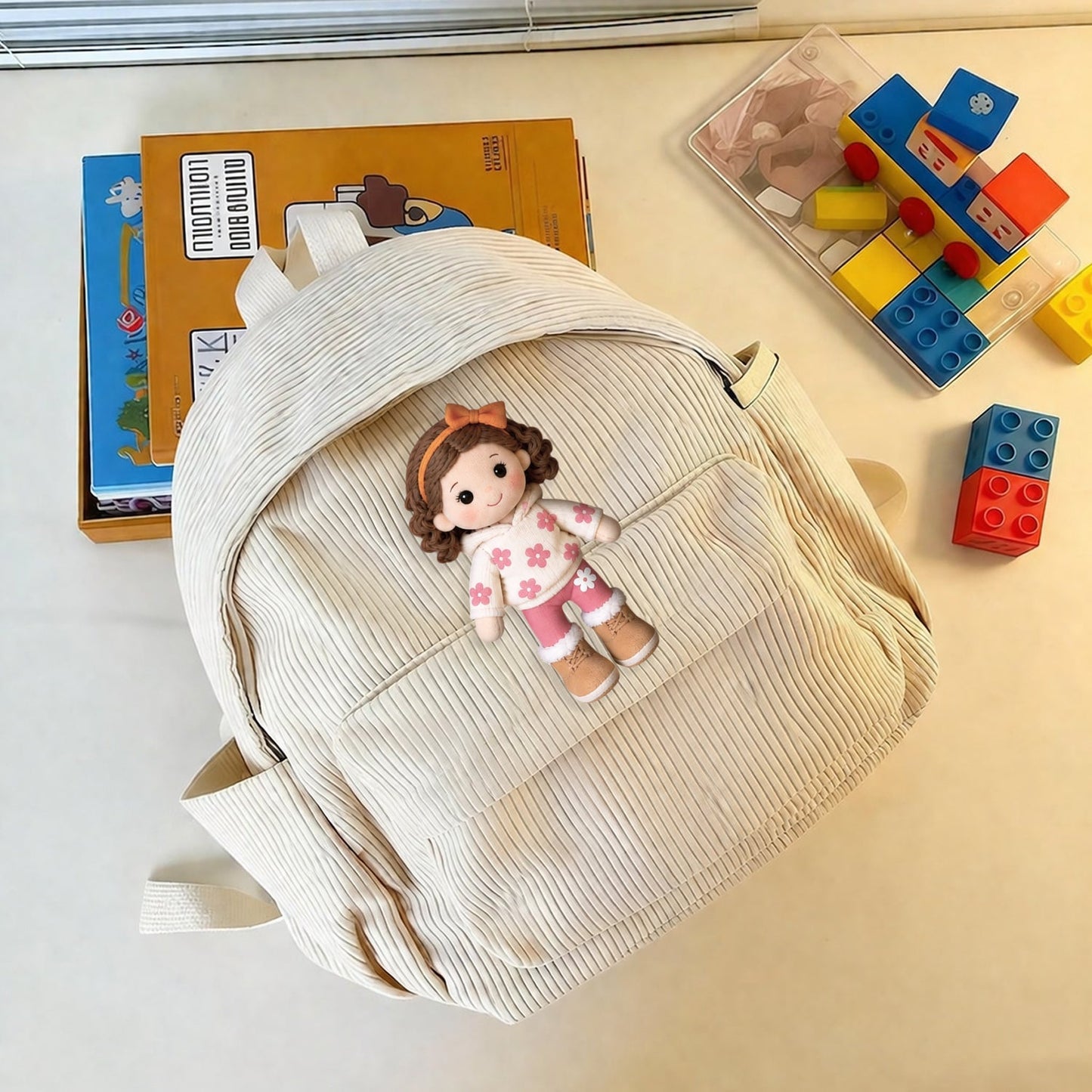 Kid Backpack, Lunch Bag, Pencil Case - Personalized Kid Back-To-School Combo & Plush Brooch
