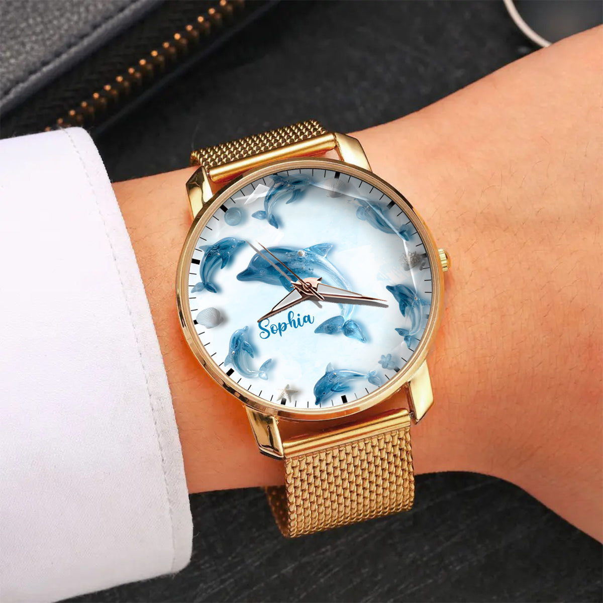 Glassy Dolphin - Personalized Dolphin Women Hand Watch