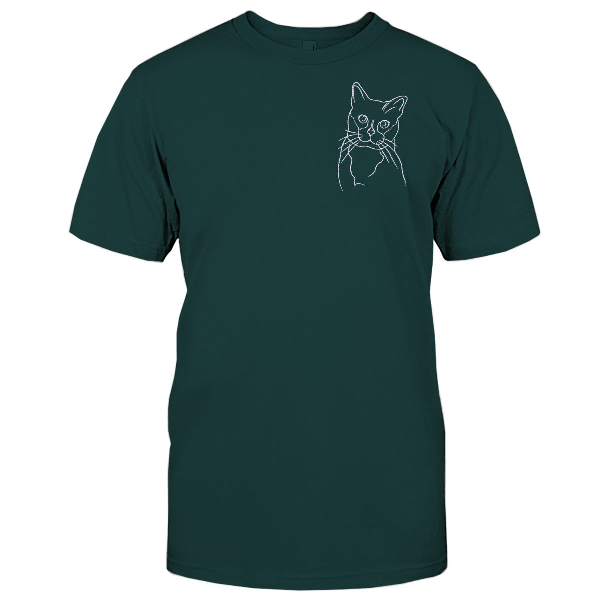 Custom Line Art - Personalized Cat Embroidered T-shirt