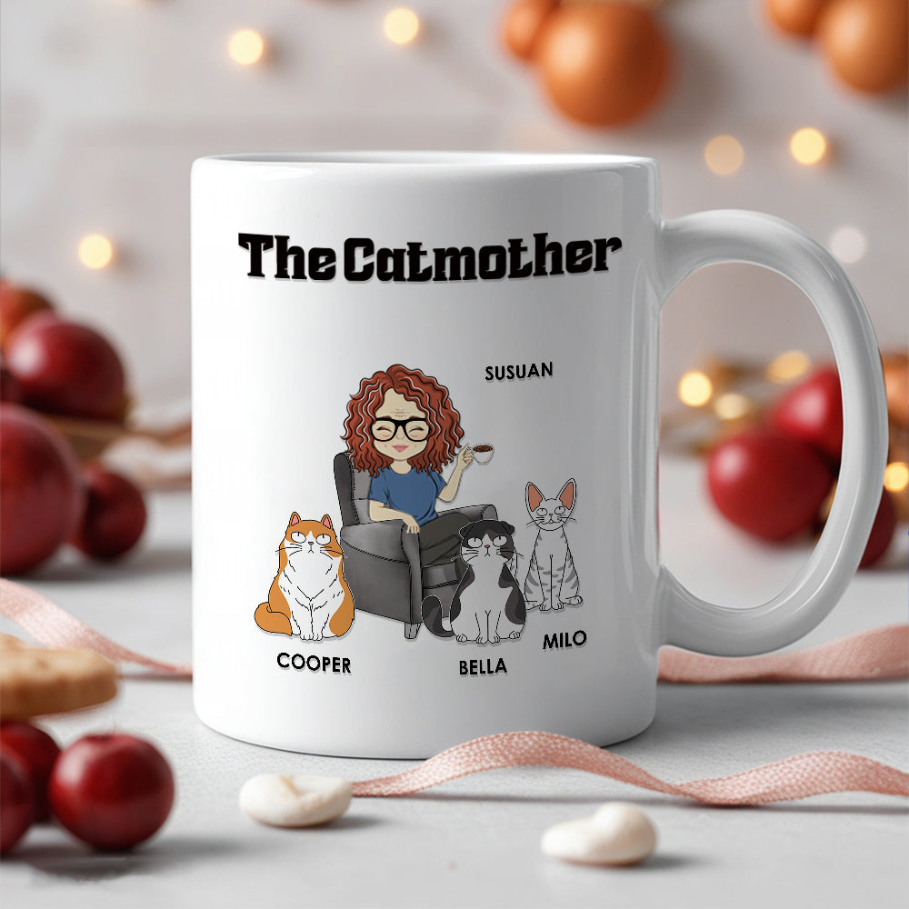 Personalized Beer Glass for Cat Dad – The Catfather Design with Cute Cats – Father's Day Gift for Pet Lovers