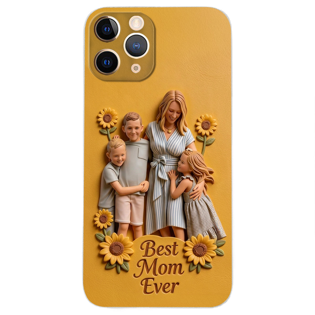 Best Mom Ever - Personalized Mother 3D Embossed Leather Phone Case