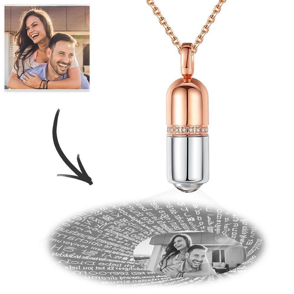 I Love You In Every Languages - Personalized Couple 100 Languages Photo Projection Necklace