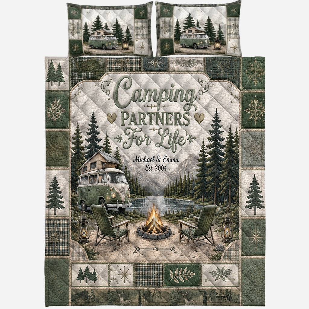 Camping Partners For Life - Personalized Camping Quilt Set