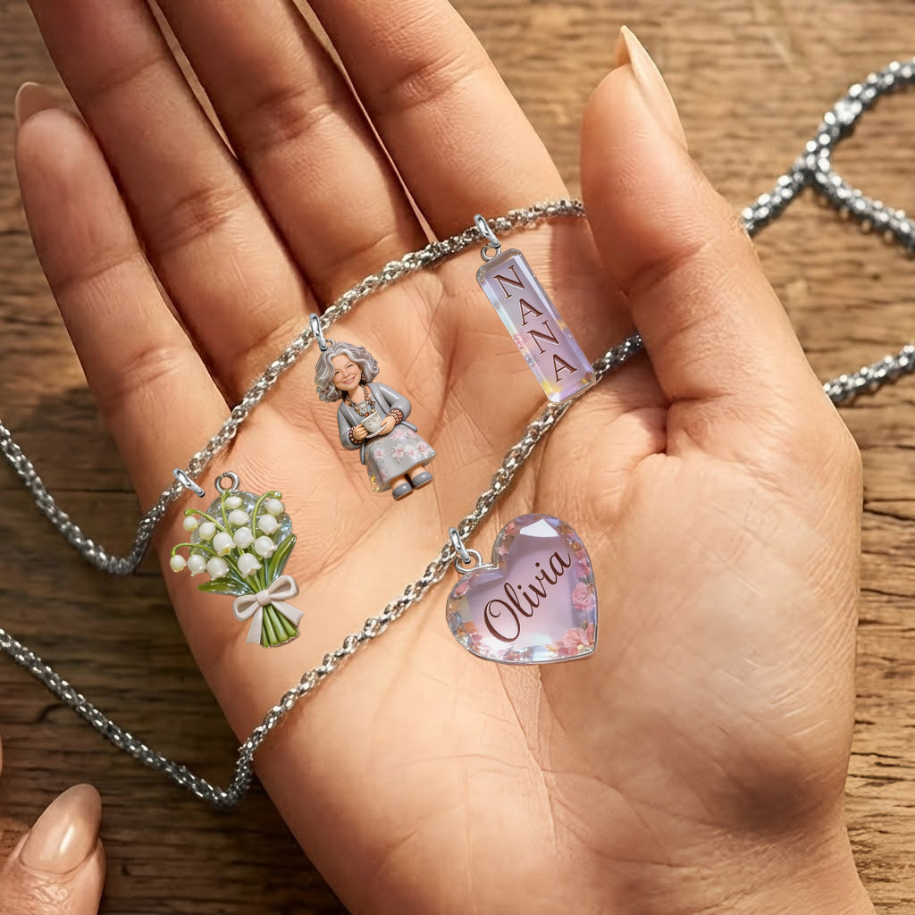 Custom Any Photo, Gift For Grandma, Mom - Personalized Grandma Metal Necklaces With Pendants