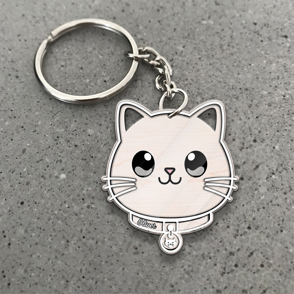 Cute Cat - Personalized Cat Keychain
