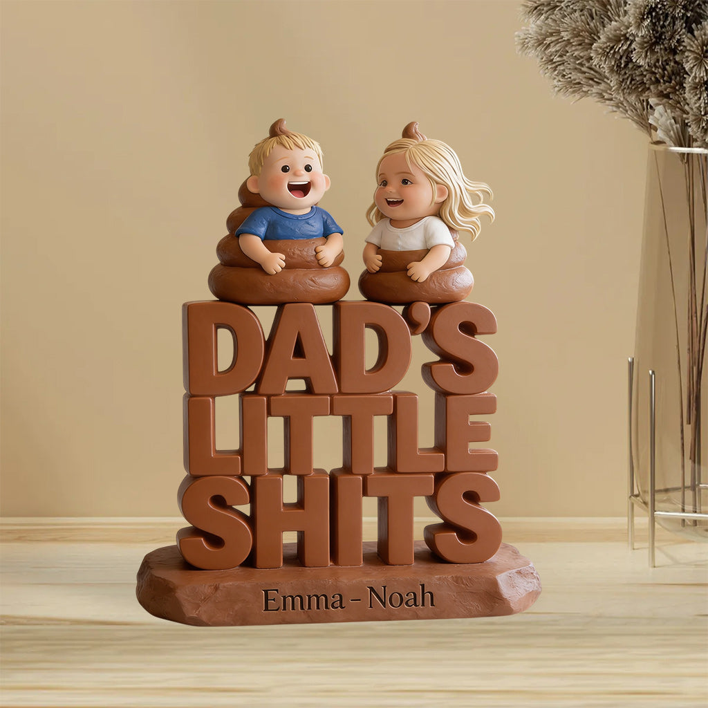 Funny Father's Day Gift Dad's Little Shits - Personalized Father Custom Shaped Acrylic Plaque