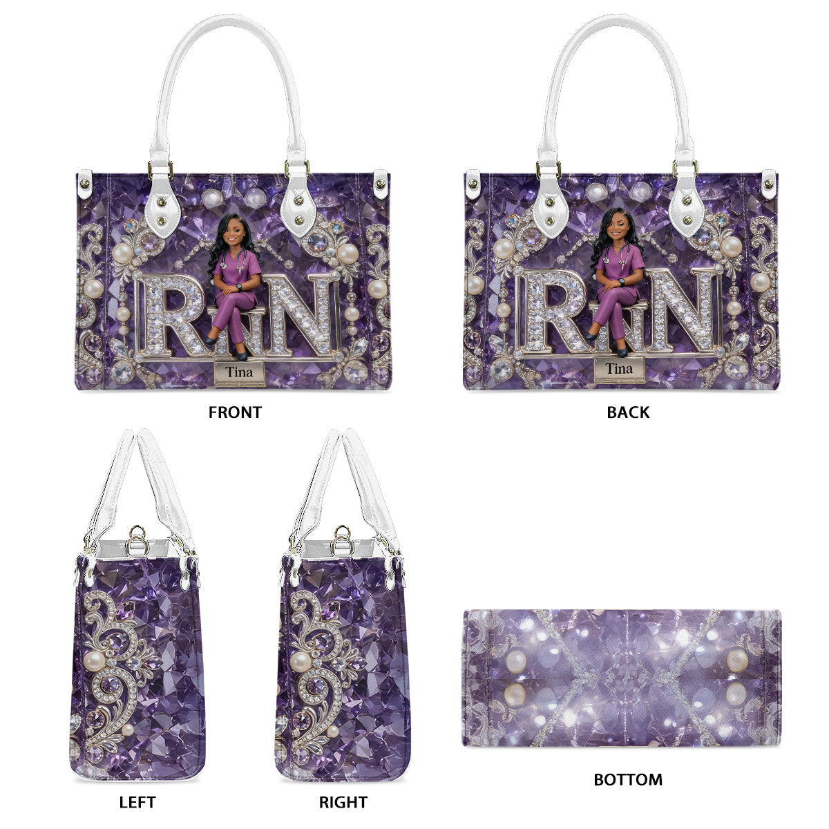 Custom Any Photo Gift For Nurse/Healthcare Personnel - Personalized Nurse Leather Handbag