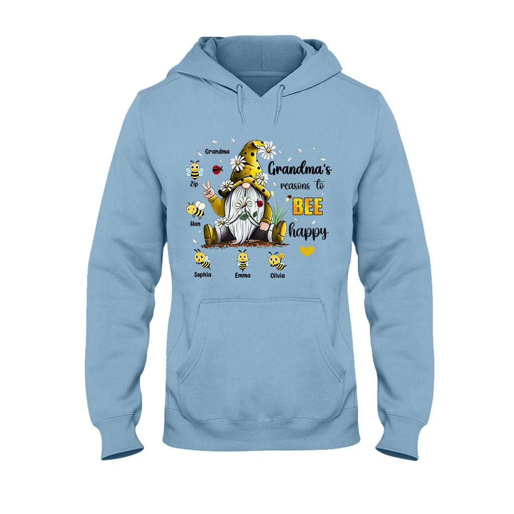 Grandma's Reasons To Bee Happy - Personalized Grandma T-shirt And Hoodie