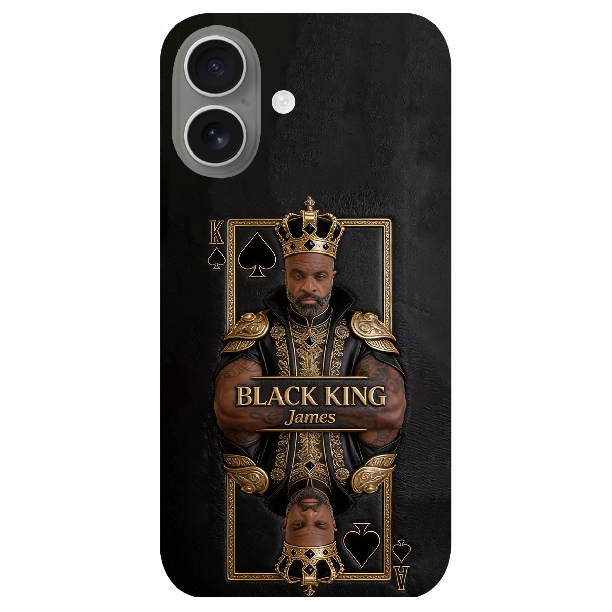 Black King - Personalized African American 3D Embossed Leather Phone Case