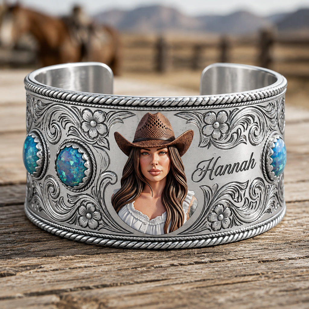 Cowgirl Must-Have - Personalized Cowgirl Shaped Cuff Bracelet