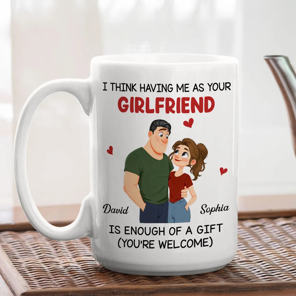 Ceramic Mug Personalized With Playful Girlfriend Quote Cute Couple Design A Unique Romantic Gift For Him