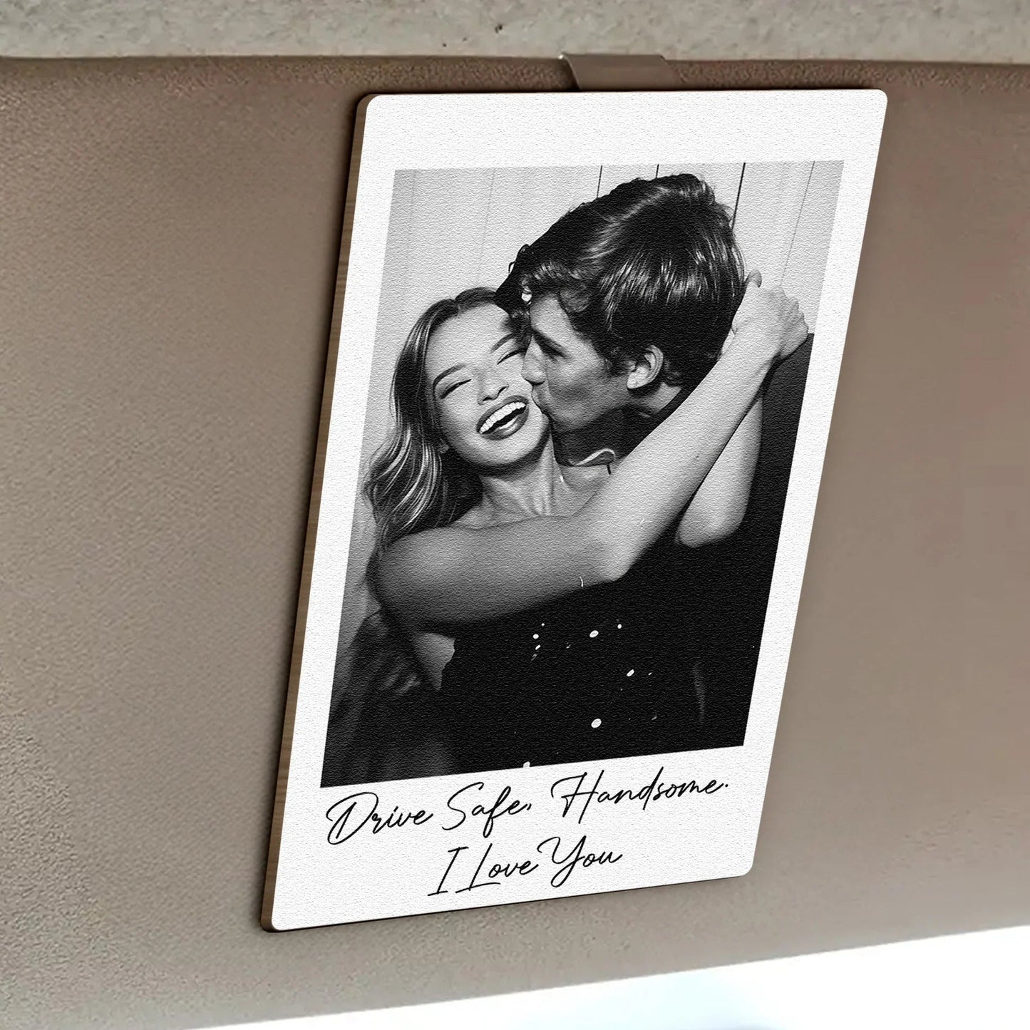 Personalized Wooden Car Visor Clip With Photo, Couple Kiss Design, Sweet Drive Companion, Unique Gift For Boyfriend Girlfriend